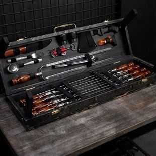 Набір шампурів у кейсі-столику Grill 2525 Шашличний набір. Подарунок чоловікові Grill 2525 фото