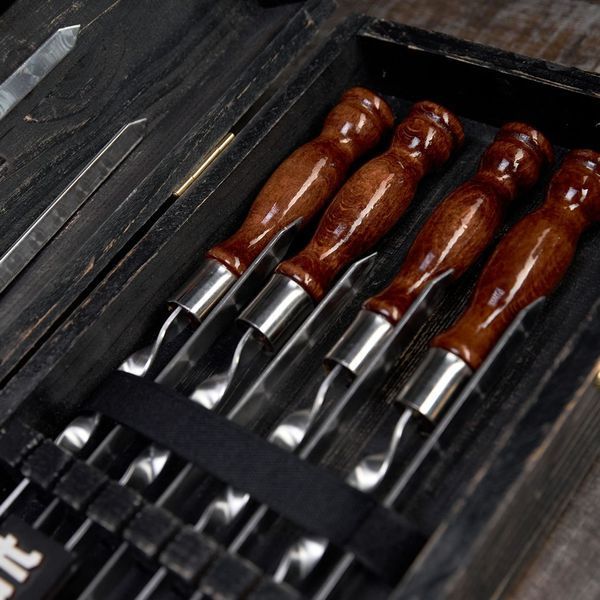 Набір шампурів у кейсі-столику Grill 2525 Шашличний набір. Подарунок чоловікові Grill 2525 фото