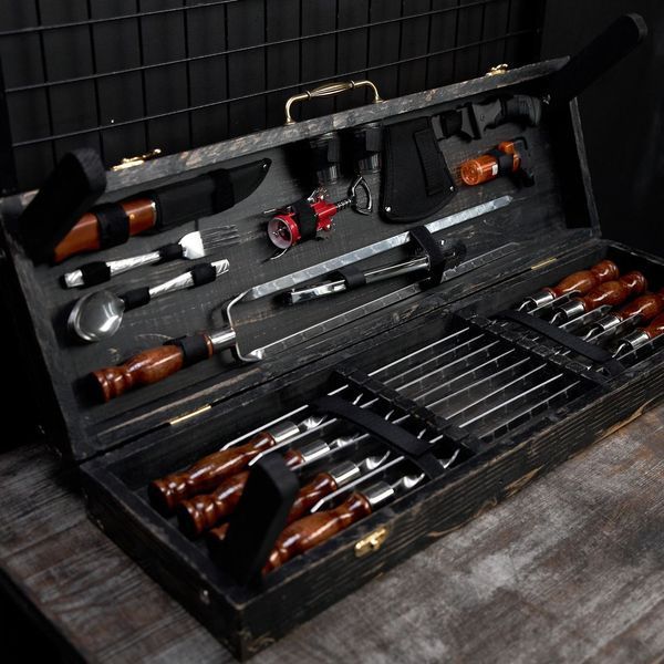 Набір шампурів у кейсі-столику Grill 2525 Шашличний набір. Подарунок чоловікові Grill 2525 фото