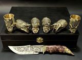 Подарочный Набор "Царский улов" 6 рюмок с ножом в кейсе Царський улов фото