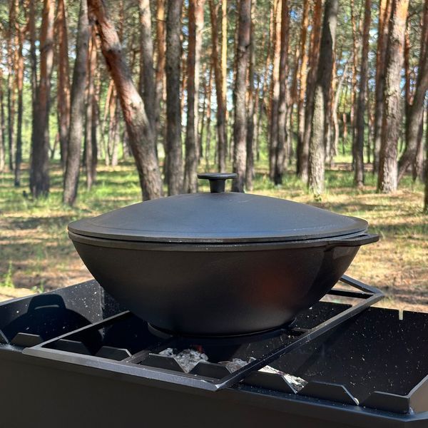 Сковорода WOK-08 чугунная с крышкой 8л WOK-08 фото