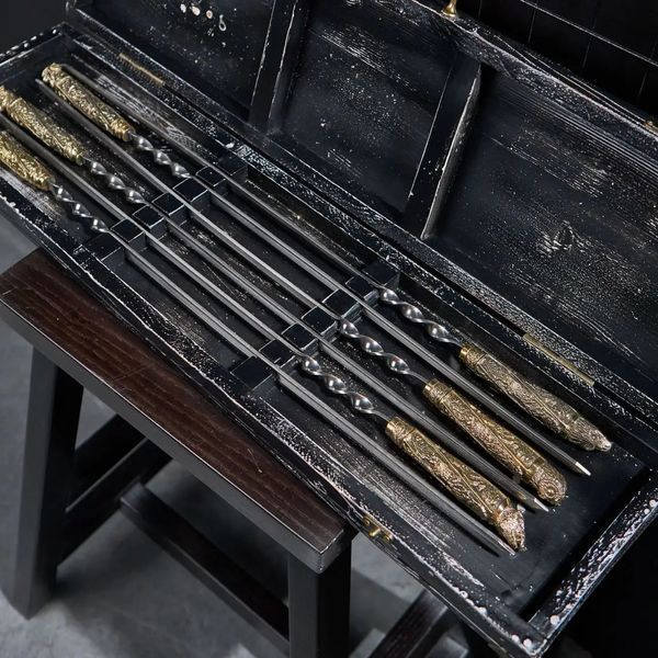 Шикарный винтажный набор шампуров в кейсе Vintage №4 + Гравировка Vintage №4 фото