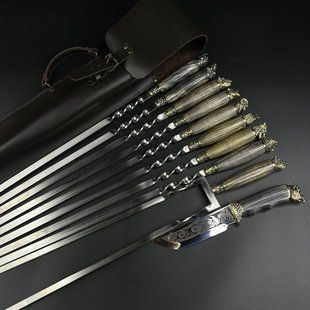 Набір шампурів у шкіряному чохлі Хижак Lux 12 Хижак Lux 12 фото