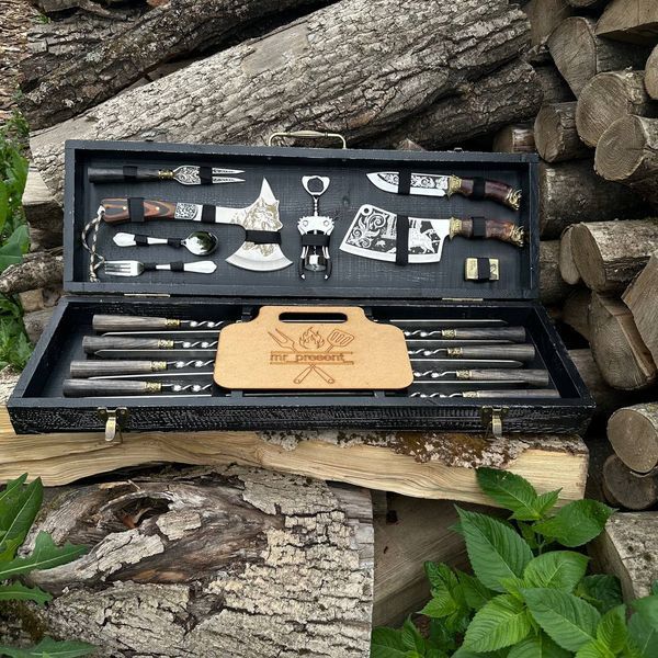 Роскошный премиальный набор шампуров ручной работы в кейсе Lux-Premium-Vintage Lux-Premium-Vintage фото