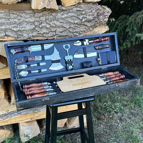 Набор шампуров в винтажном чехле Hunter Black-2. Набор для шашлыка. Подарок мужчине Hunter Black-2 фото