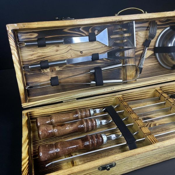 Подарочный набор шампуров в кейсе Eko-Box №21 XS. Шашлычный набор. Подарок отцу. Eko-Box №21 XS фото